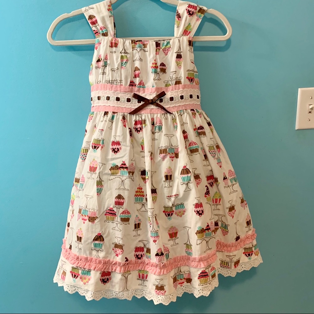 Little girl’s cupcake print party dress